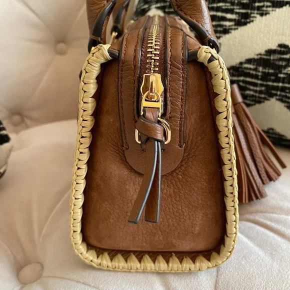 Tory Burch Thea Whipstitch Grizzly Mini Web Satchel - Picture 4 of 15